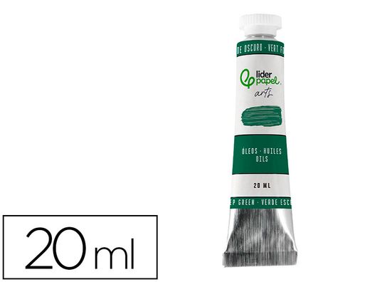 Pintura al oleo liderpapel tubo de aluminio de 20 ml color verde oscuro