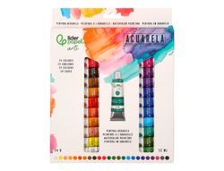 Pintura de acuarela liderpapel caja de 24 tubos de aluminio de 12 ml colores surtidos