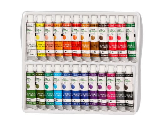 Pintura de acuarela liderpapel caja de 24 tubos de aluminio de 12 ml colores surtidos