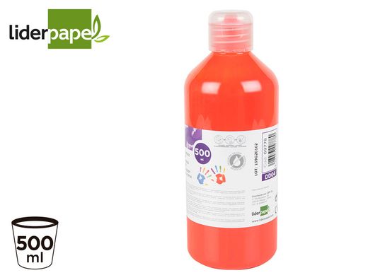 Pintura dedos liderpapel botella de 500 ml rojo
