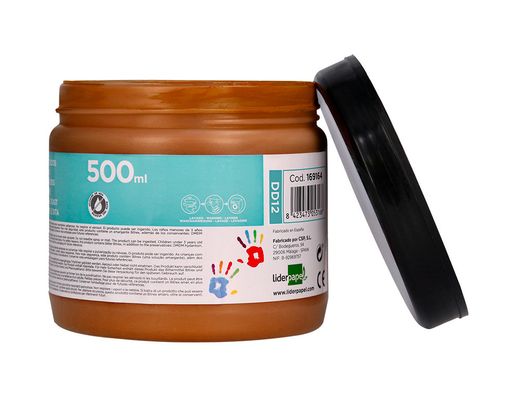Pintura dedos liderpapel tarrina de 500 cc marron