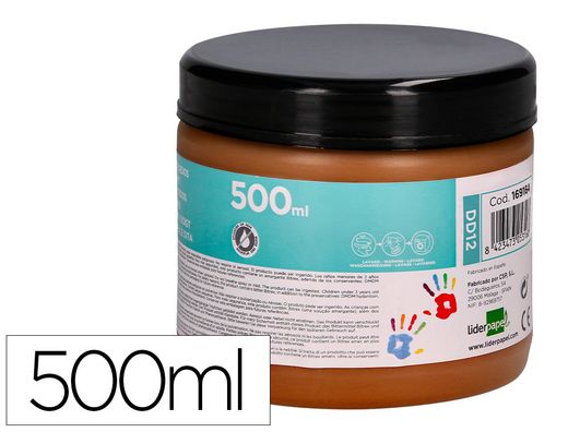 Pintura dedos liderpapel tarrina de 500 cc marron