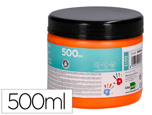 Pintura dedos liderpapel tarrina de 500 cc naranja