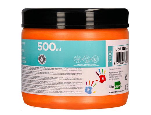 Pintura dedos liderpapel tarrina de 500 cc naranja