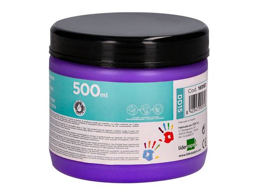 Pintura dedos liderpapel tarrina de 500 cc violeta