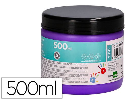 Pintura dedos liderpapel tarrina de 500 cc violeta