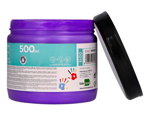 Pintura dedos liderpapel tarrina de 500 cc violeta