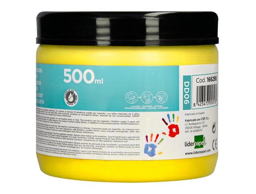 Pintura dedos liderpapel tarrina de 500 ml amarillo