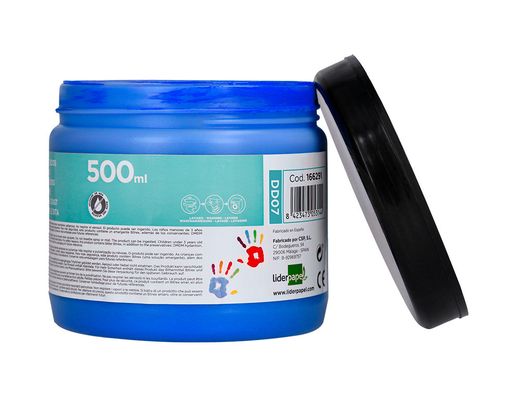 Pintura dedos liderpapel tarrina de 500 ml azul