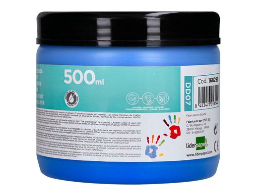 Pintura dedos liderpapel tarrina de 500 ml azul
