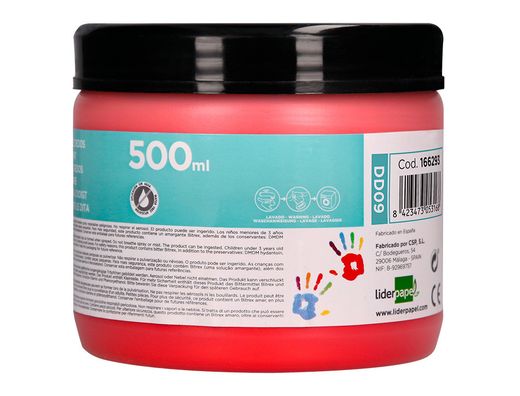 Pintura dedos liderpapel tarrina de 500 ml rojo