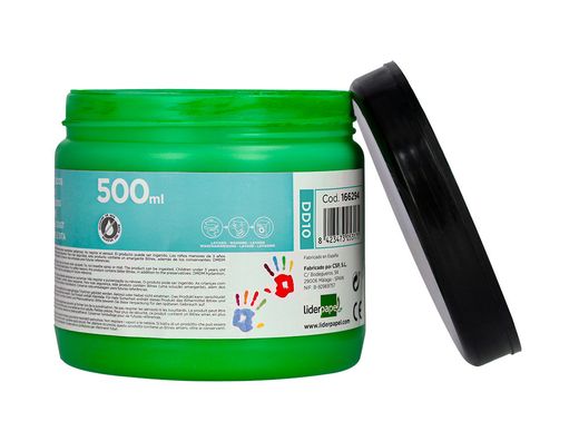 Pintura dedos liderpapel tarrina de 500 ml verde