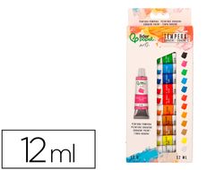 Pintura gouache/tempera liderpapel caja de 12 tubos de aluminio de 12 ml colores surtidos