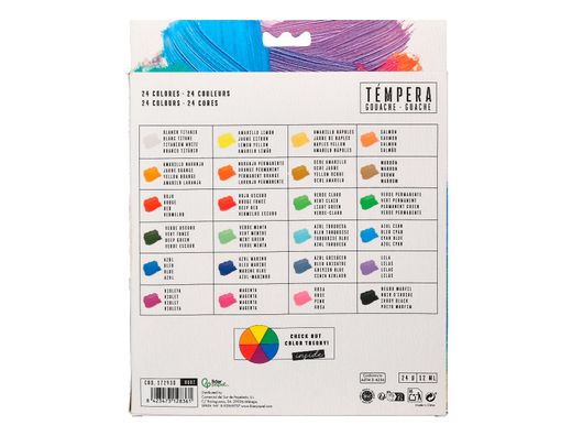 Pintura gouache/tempera liderpapel caja de 24 tubos de aluminio de 12 ml colores surtidos