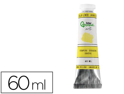 Pintura gouache/tempera liderpapel tubo de aluminio de 60 ml color amarillo limon