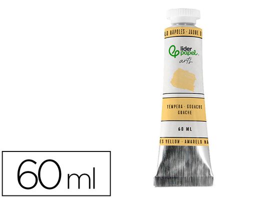 Pintura gouache/tempera liderpapel tubo de aluminio de 60 ml color amarillo napoles