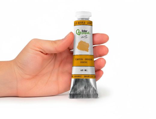 Pintura gouache/tempera liderpapel tubo de aluminio de 60 ml color amarillo naranja