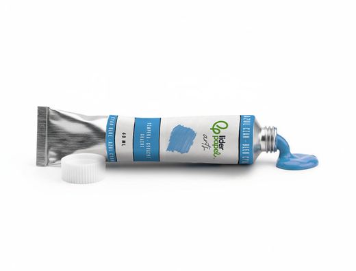 Pintura gouache/tempera liderpapel tubo de aluminio de 60 ml color azul cian