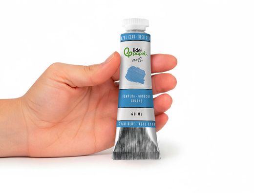 Pintura gouache/tempera liderpapel tubo de aluminio de 60 ml color azul cian