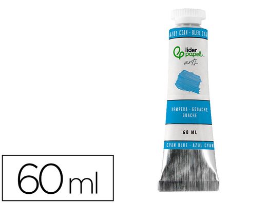Pintura gouache/tempera liderpapel tubo de aluminio de 60 ml color azul cian