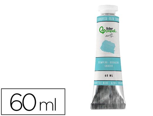 Pintura gouache/tempera liderpapel tubo de aluminio de 60 ml color azul turquesa