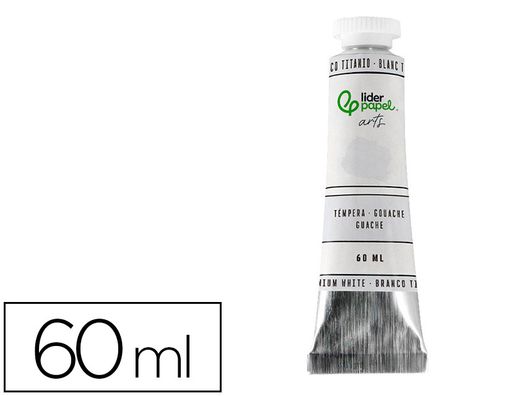 Pintura gouache/tempera liderpapel tubo de aluminio de 60 ml color blanco titanio