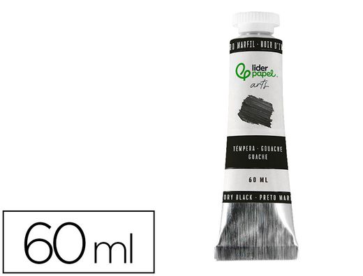 Pintura gouache/tempera liderpapel tubo de aluminio de 60 ml color negro marfil