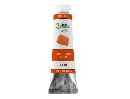 Pintura gouache/tempera liderpapel tubo de aluminio de 60 ml color rojo
