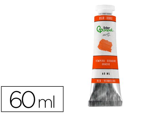 Pintura gouache/tempera liderpapel tubo de aluminio de 60 ml color rojo
