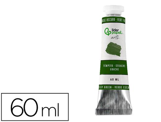 Pintura gouache/tempera liderpapel tubo de aluminio de 60 ml color verde oscuro