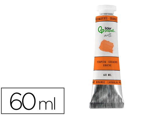 Pintura gouache/tempera liderpapel tubo de aluminio de60 ml color naranja permanente