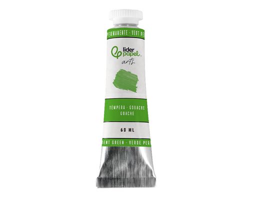 Pintura gouache/tempera liderpapel tubo de aluminio de60 ml color verde permanente