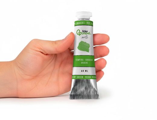 Pintura gouache/tempera liderpapel tubo de aluminio de60 ml color verde permanente