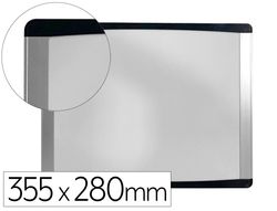 Pizarra blanca bi-office inka magnetica acero lacado marco de aluminio y laterales plastico negro 355x280 mm