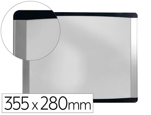 Pizarra blanca bi-office inka magnetica acero lacado marco de aluminio y laterales plastico negro 355x280 mm