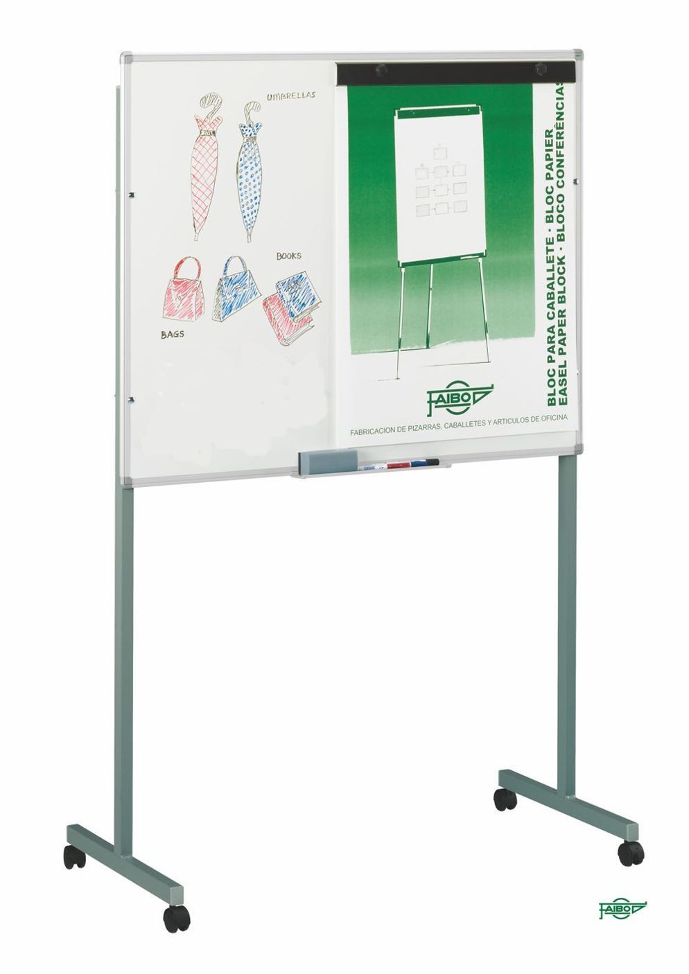 Pizarra blanca con soporte ruedas 122x100 cm