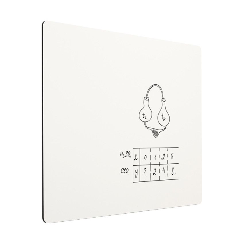 Pizarra blanca magnética sin marco Chameleon con borde lacado negro. 118x178 cm