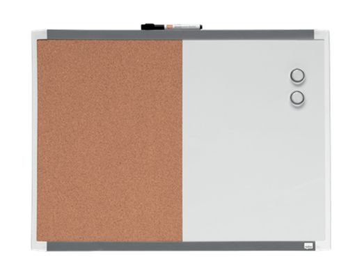 Pizarra blanca nobo magnetica con tablero de corcho 585x430 mm