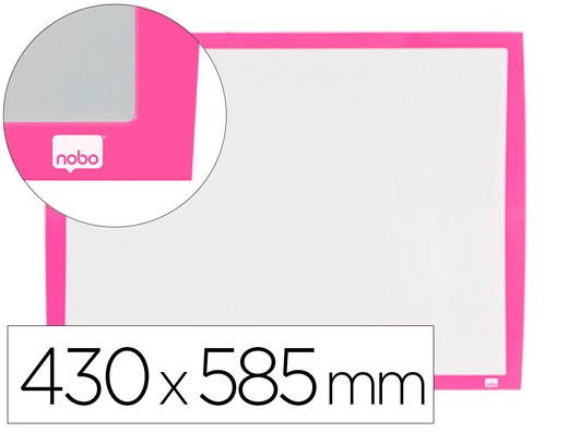 Pizarra blanca nobo magnetica marco fucsia 430x585 mm