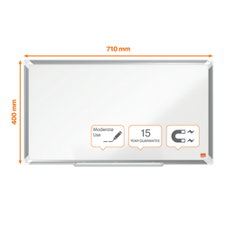 Pizarra NOBO Premium Plus de formato panorámico acero lacado de 32", 710x400mm, blanco