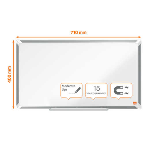 Pizarra NOBO Premium Plus de formato panorámico acero lacado de 32", 710x400mm, blanco