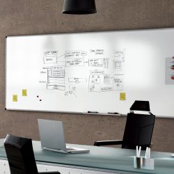 Pizarra blanca rocada acero vitrificado magnetico marco aluminio y cantoneras pvc 60x45 cm incluye bandeja para
