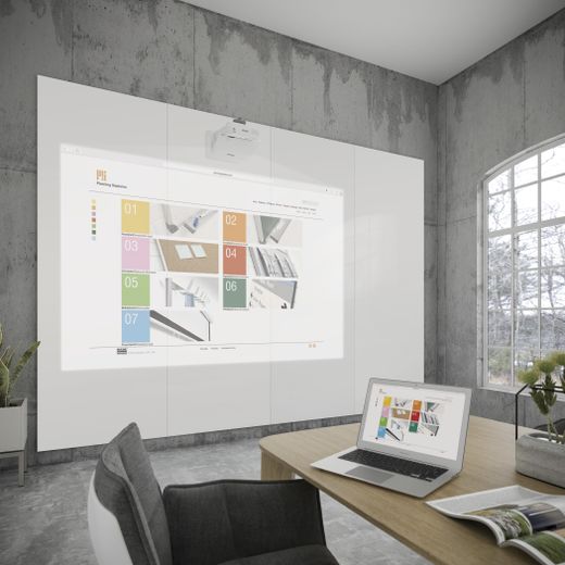 Pizarra Chameleon Sharp de acero vitrificado blanco mate - 118 x 148 cm.