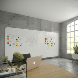 Pizarra Chameleon Wall de acero vitrificado blanco - 352 x 118 cm.