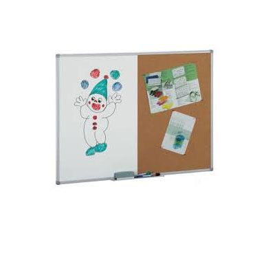 Pizarra combinada doble uso blanca y corcho 122x183 cm