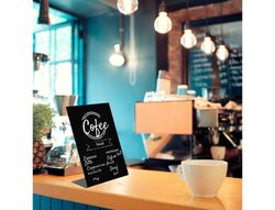 Pizarra de sobremesa archivo 2000 en forma de l A4 vertical metacrilato negro 100% reciclable 85x210x290 mm