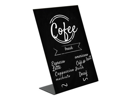 Pizarra de sobremesa archivo 2000 en forma de l A4 vertical metacrilato negro 100% reciclable 85x210x290 mm