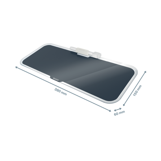 Pizarra leitz cosy sobremesa cristal con rotulador y borrador gris 150x60x380 mm