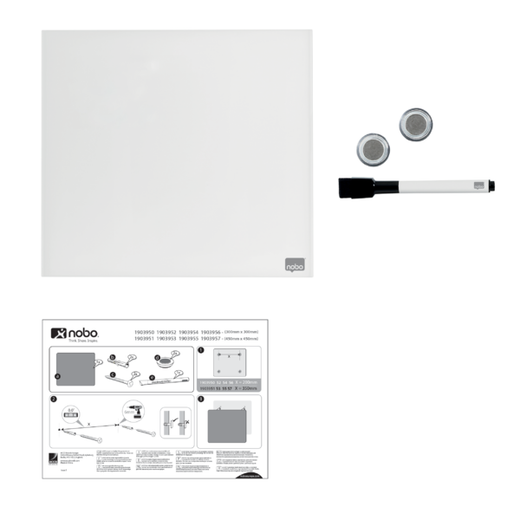 Pizarra magnética de cristal NOBO 450x450 mm, blanco