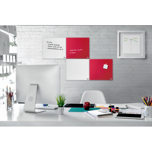 Pizarra magnética de cristal NOBO 450x450 mm, blanco